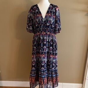 Old Navy Multicolor Patterned Midi Dress